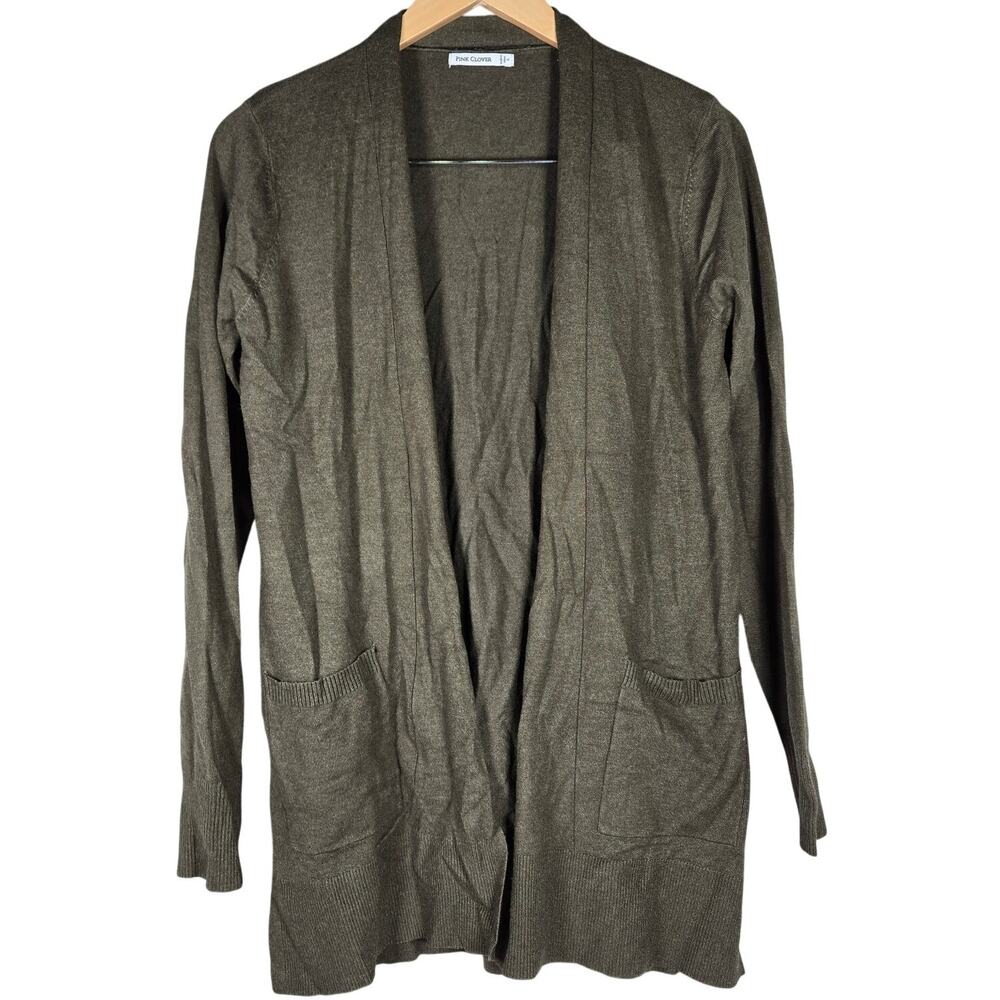 Pink‎ Clover Green Long Sleeve Open Front Cardigan S